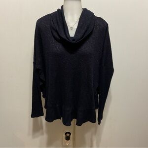 Anthropologie Navy Long sleeve Shimmer Blouse Size XS